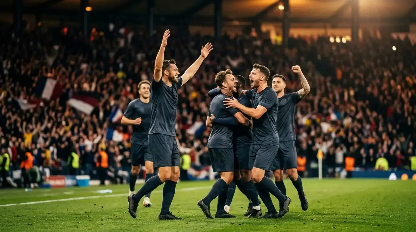 Joueurs d'une équipe nationale célébrant une qualification lors du Mondial 2026