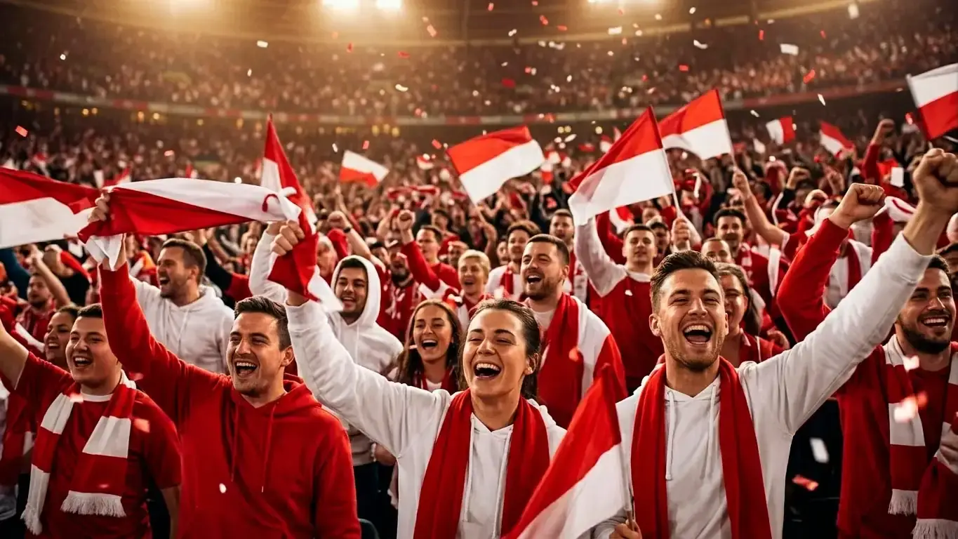 Supporters suisses en rouge célébrant la qualification de la Nati au Mondial 2026